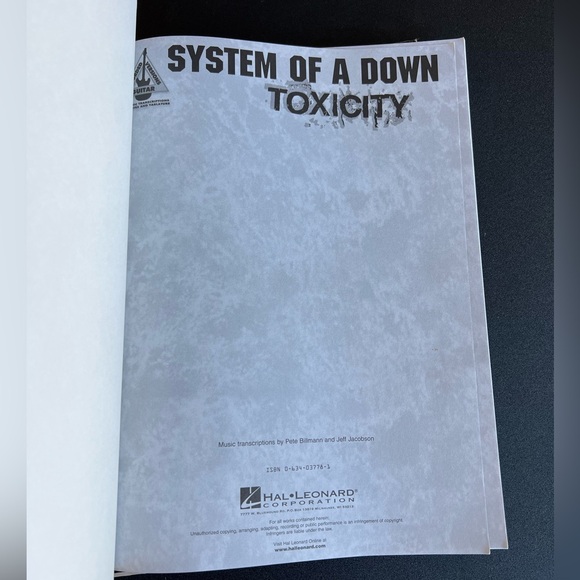 System is a Down - Toxicity Guitar Tab Book - Picture 3 of 3